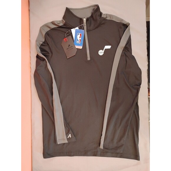 Men's Antigua Utah Jazz Quarter Zip Sweater Black Gray Medium - Picture 1 of 6